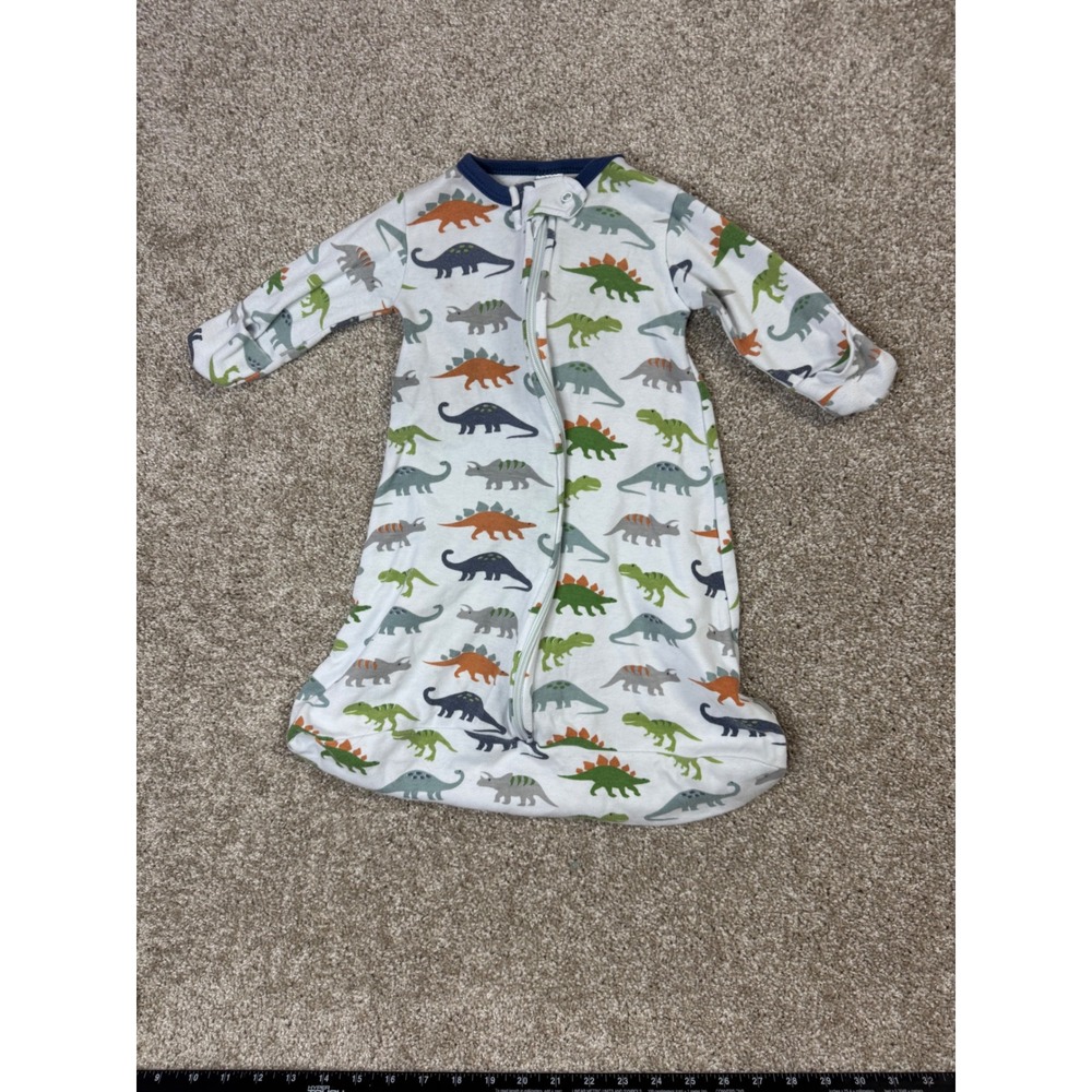 Hudson Baby Dinosaur Print Cotton Sleep Sack Wearable Blanket 0-3M Zip Up